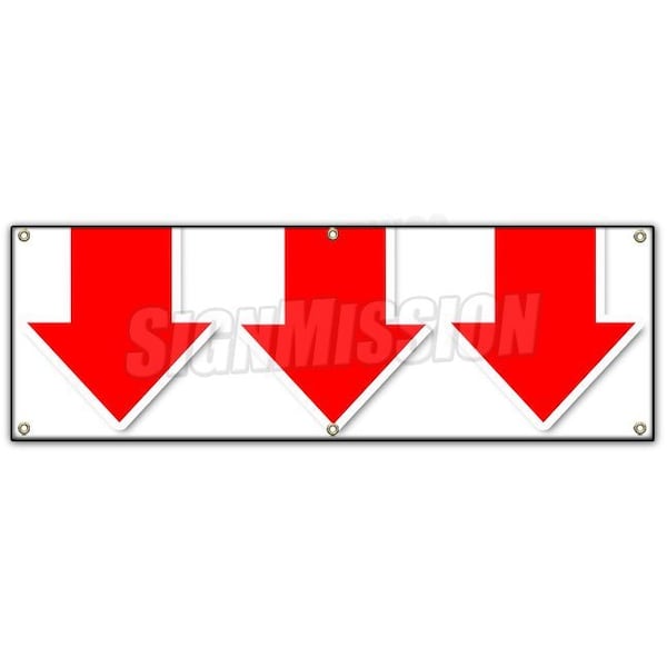 Signmission GIANT DOWN ARROW BANNER SIGN turn here sale follow directions arrived B-72 Giant Down Arrow - main
